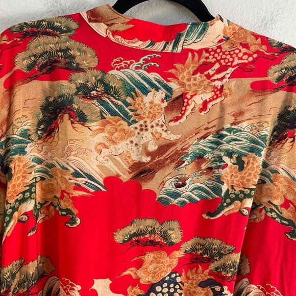 Citron Santa Monica Womens Plus 2X Mandarin Collar Asian Print Tunic Top Blosue - Picture 12 of 12